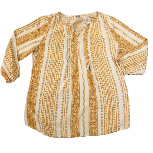 (6‎ for $25) Sonoma White and Gold Peasant Blouse size medium - Picture 1 of 5